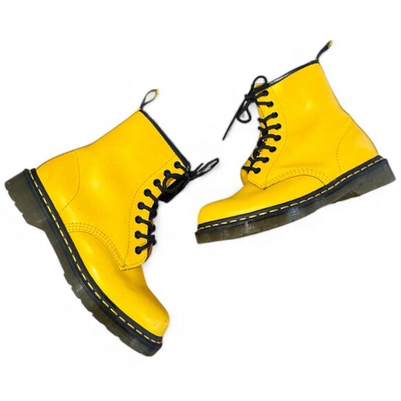 Doc Marten Dr Marten Air Ware Bouncing Soles 1460 Yellow Boots US Men 6 Ladies 7 - Picture 2 of 14